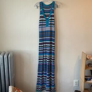 Laundry by Shelli Segal Y2K Inspired Maxi Dress Sparkly Striped Knit Small